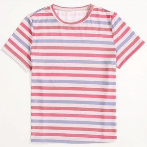 Colorful Striped Print Oversized Tee